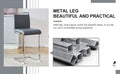 Table And Chair Set. A Rectangular Glass Dining Table With A 0.4 Inch Tempered Glass Tabletop And Mdf Board V Shaped Bracket, Paired With Chairs Consisting Of Pu Seat Cushions And Silver Metal Legs. Black Gray Seats 4 Tempered Glass