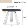 A 42 Inch Burn Stone Round Table With Stainless Steel Legs Can Accommodate 4 Or 6 Diners Black Natural Sintered Stone,Stainless Steel