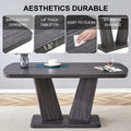 Dining Table Set For 4 6, 5 Piece Dining Table Set, Faux Wood Table Top And Modern Design Mdf Base With 4 Pu Leather Ergonomic Dining Chairs Metal Grey Modern Mdf Metal
