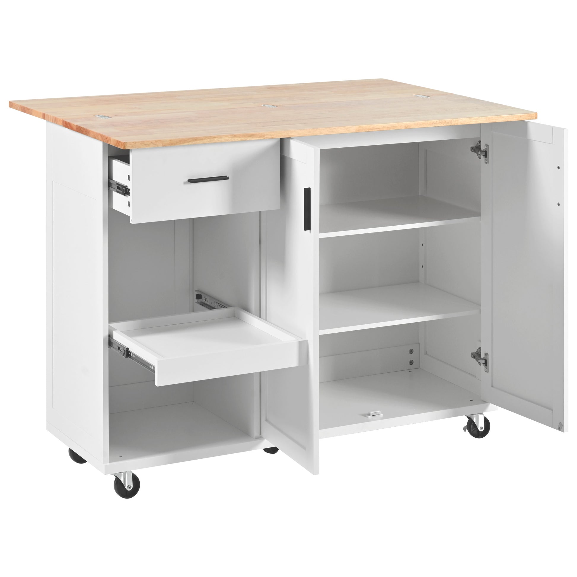 K&K Kitchen Island With Foldable Counter Top, Kitchen Storage Cart With Slide Out Shelf, Towel Rack And Drawer, Rolling Kitchen Cart On Wheels, For Kitchen, Living Room, Dining Room, White White Brown Kitchen Classic,Farmhouse,Luxury,Modern Rectangular