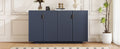 4 Wavy Doors Large Storage Space Sideboard With Adjustable Shelves And Retro Copper Handles For Dining Room And Living Room Antique Navy Antique Navy Mdf