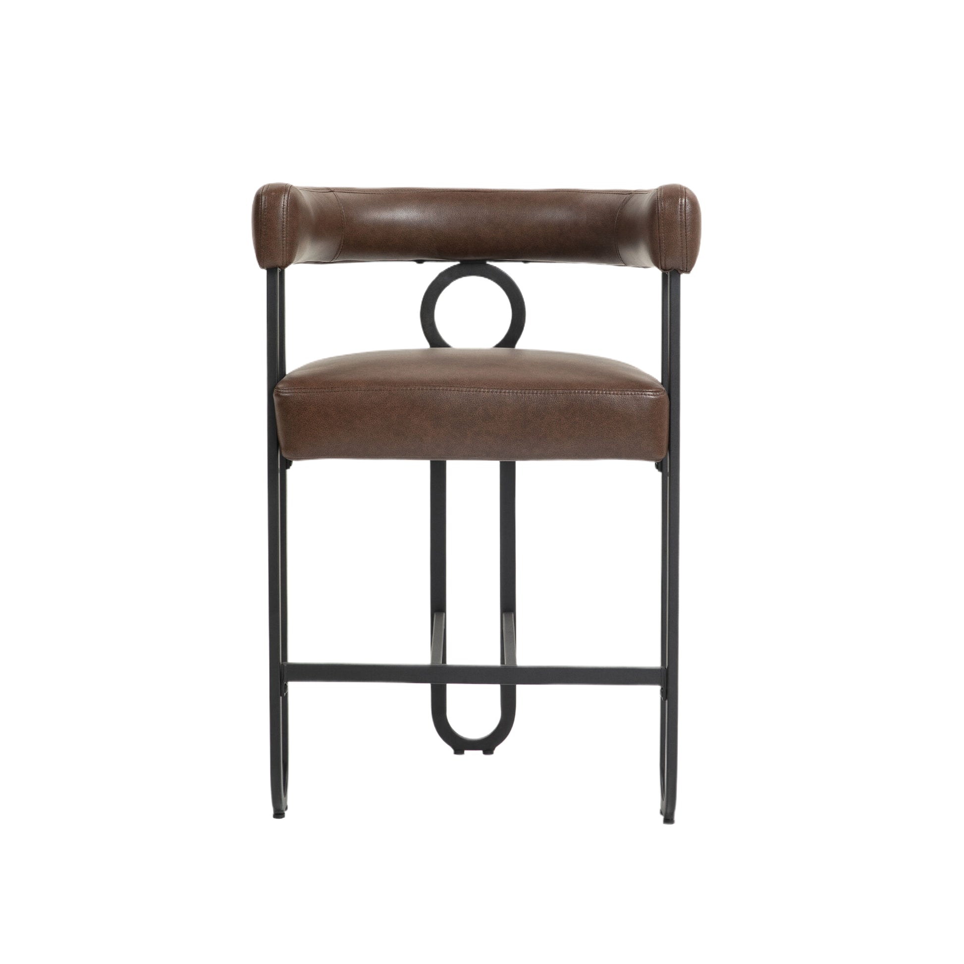 Coolmore Bar Stools Set Of 2, Modern Bar Stool With Back, Black Metal Frames, Upholstered Bar Stools For Kitchen Island, Pub, Club Dark Brown Pu Dark Brown Foam Pu Leather