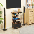 Homcom Tv Stand, Av Media Stand, Corner Audio Tower With Storage Shelves And Steel Frame, Living Room Storage, Brown Brown 50 59 Inches Particle Board