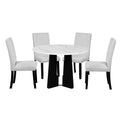 5 Piece Round Dining Table Set, 43 Inch Modern Dining Table And 4 Upholstered Chairs For Dining Room, Kitchen Room, Living Room, Easy Assembly Upholstered Chair Beige White Dining Room American Design,Farmhouse,Mid Century Modern,Modern Round Round