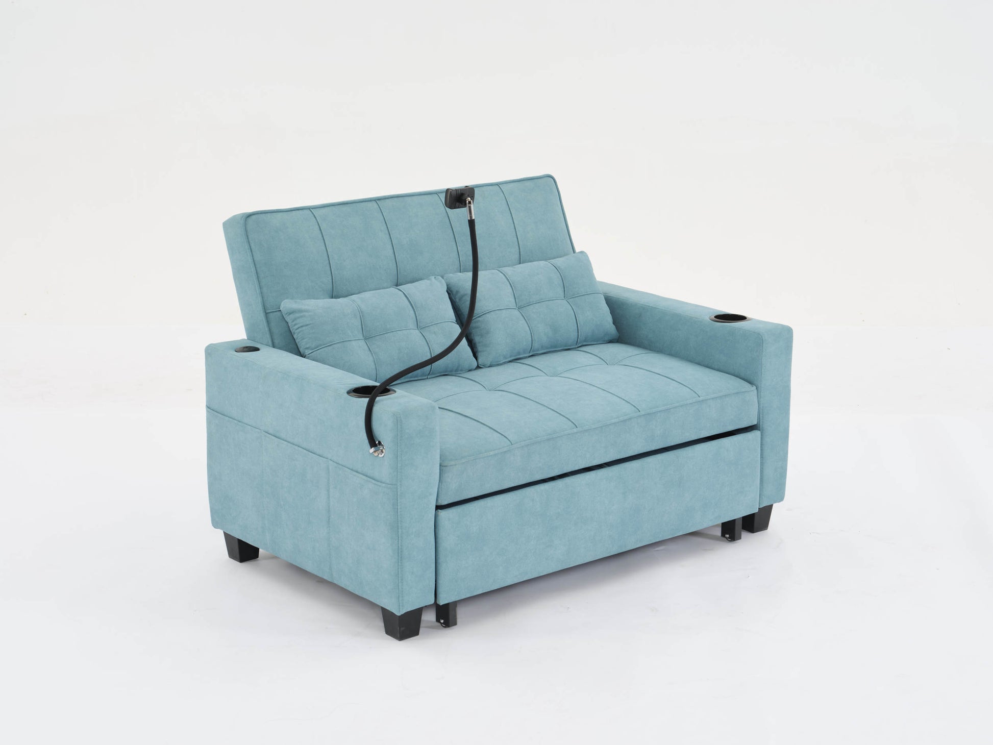Futon Chair Bed Convertible Chair 3 In 1 Pull Out Sleeper Chair Beds With Usb Ports,Wear Resistant And Anti Scratch, Armchair Bed Sleeper For Living Room Green Tech Cloth Green Foam Tech Cloth 2 Seat