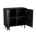 Mirod Modern Minimalist Side Cabinet With Adjustable Shelves ,Stylish Geometric Door Design,Ample Storage Space For Any Home Decor Black Mdf