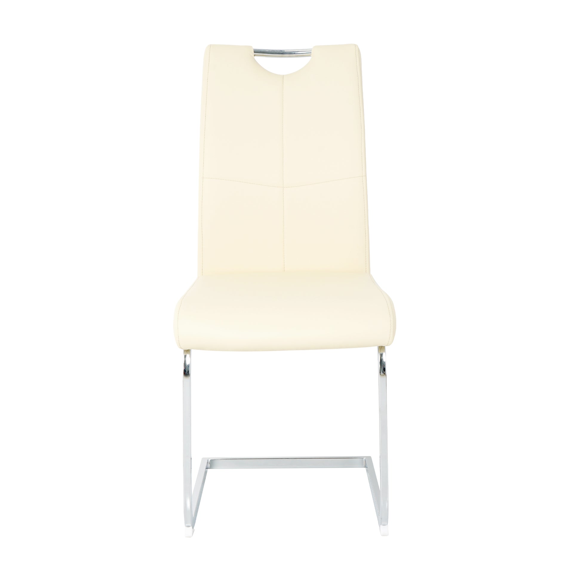 Modern Simple Rectangular Glass Dining Table, Solid Tempered Glass Countertop, Wood Transfer Metal Table Legs, Light Yellow Pu Dining Chair Set, Suitable For Restaurant Kitchen Use Set Of 5 Upholstered Chair Glass Light Yellow Seats 4 Metal Rectangular