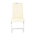 Modern Pu Dining Chair Living Room Chair Upholstered Chair, Electroplated Metal Legs Design, Kitchen, Living Room, Bedroom, Dining Room Side Chair Set Of 2 Cream Metal