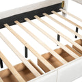 Full Size Velvet Platform Bed With Rabbit Shaped Headboard, With Drawers, With Bed End Storage Pocket, Beige Full Beige Plywood