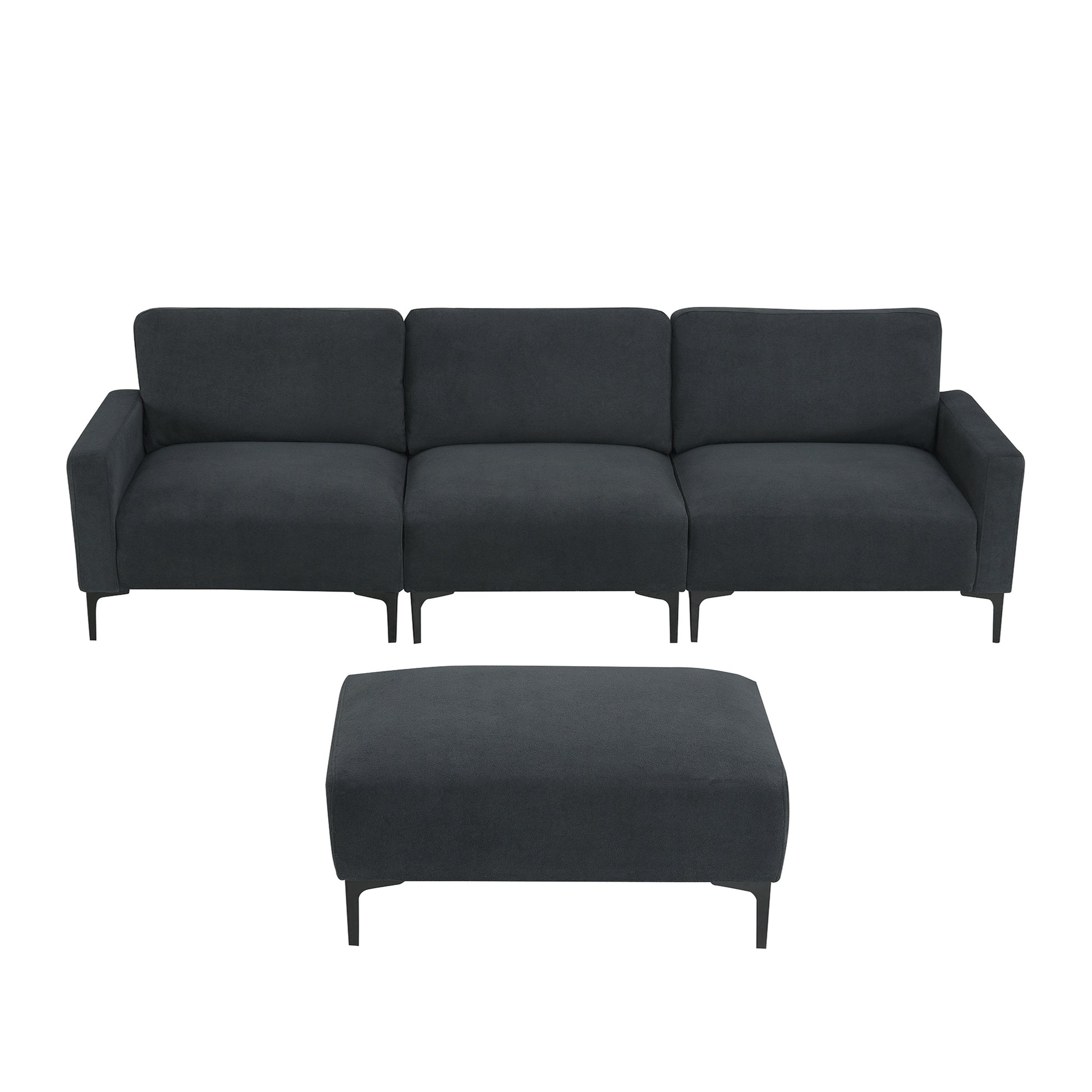 103.5*59" Modern L Shaped Sectional Sofa, 4 Seat Velvet Fabric Couch Set With Convertible Ottoman,Freely Combinable Sofa For Living Room, Apartment, Office,Apartment,2 Colors Dark Grey Velvet 4 Seat