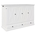 Solid Pine Murphy Bed Chest Cube Cabinet Bed With Charging Station And Large Storage Drawer For Home Office Or Small Room,Queen,White Box Spring Not Required Queen White Wood White Pine Murphy Solid Wood Mdf