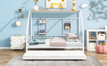 Full Size Metal House Bed With Trundle, White Full White Metal