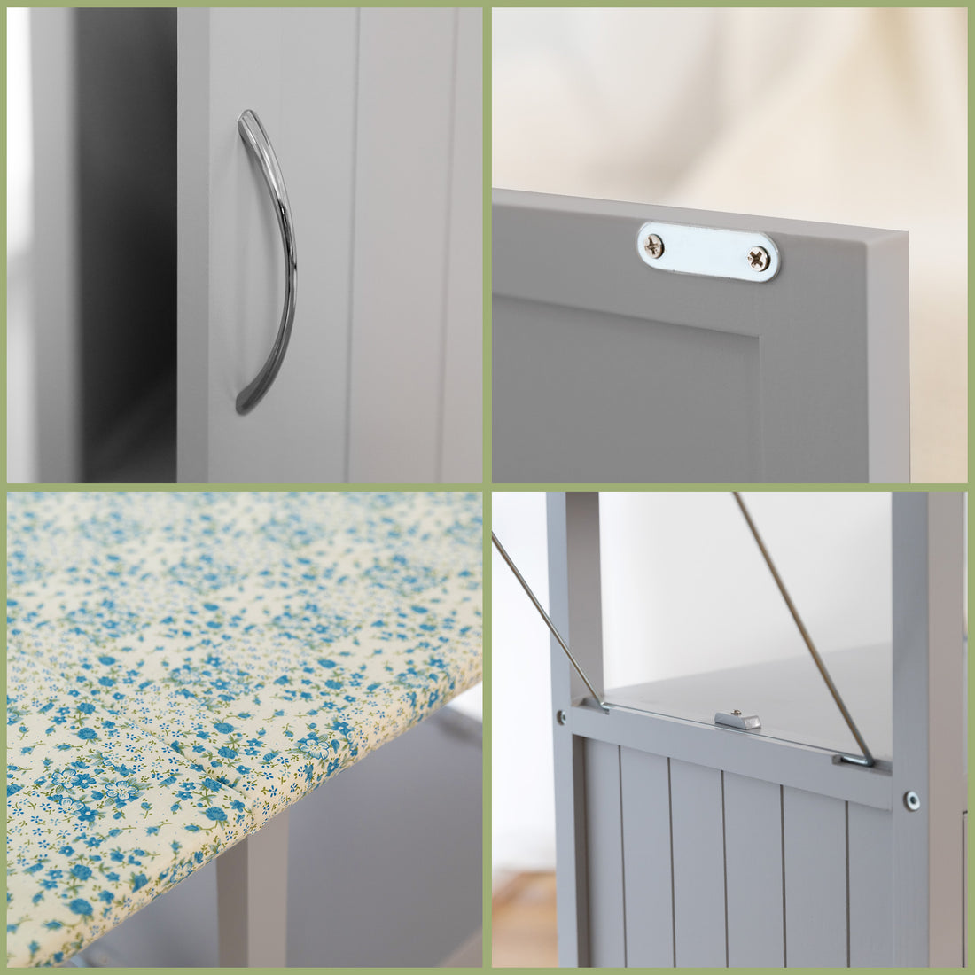 Ironing Board With Storage Cabinet Standard 1 2 Shelves Painted Or Hand Painted Brown Grey Gray Shelves Included American Design Fir Solid Wood Mdf