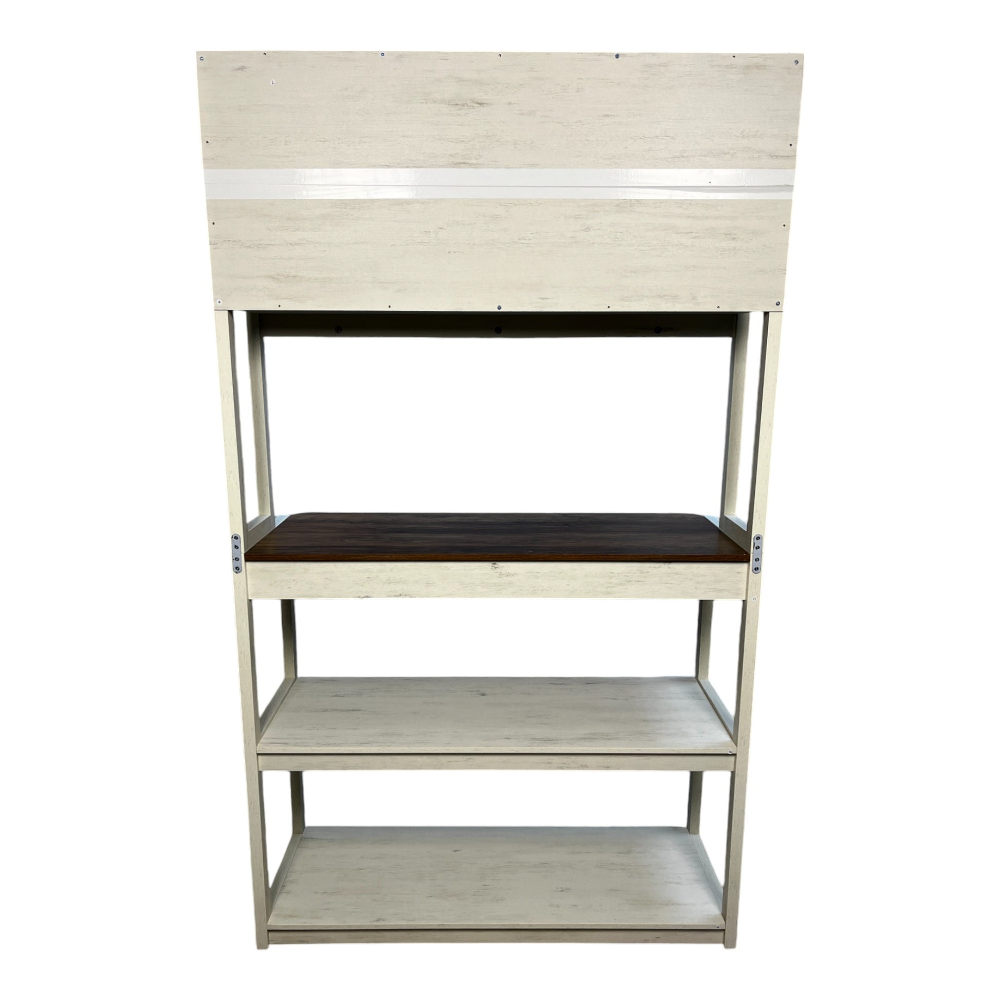 39.37" White And Rustic Brown Color 5 Tier Bakers Rack For Kitchen With Storage, Coffee Bar, Kitchen Shelves, Microwave Stand Brown White Particle Board