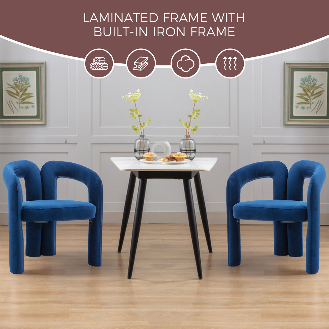 Coolmore Contemporary Designed Velvet Fabric Upholstered Accent Dining Chair Barrel Side Chairs Kitchen Armchair For Living Room Set Of 2 Navy Velvet Navy Foam Velvet