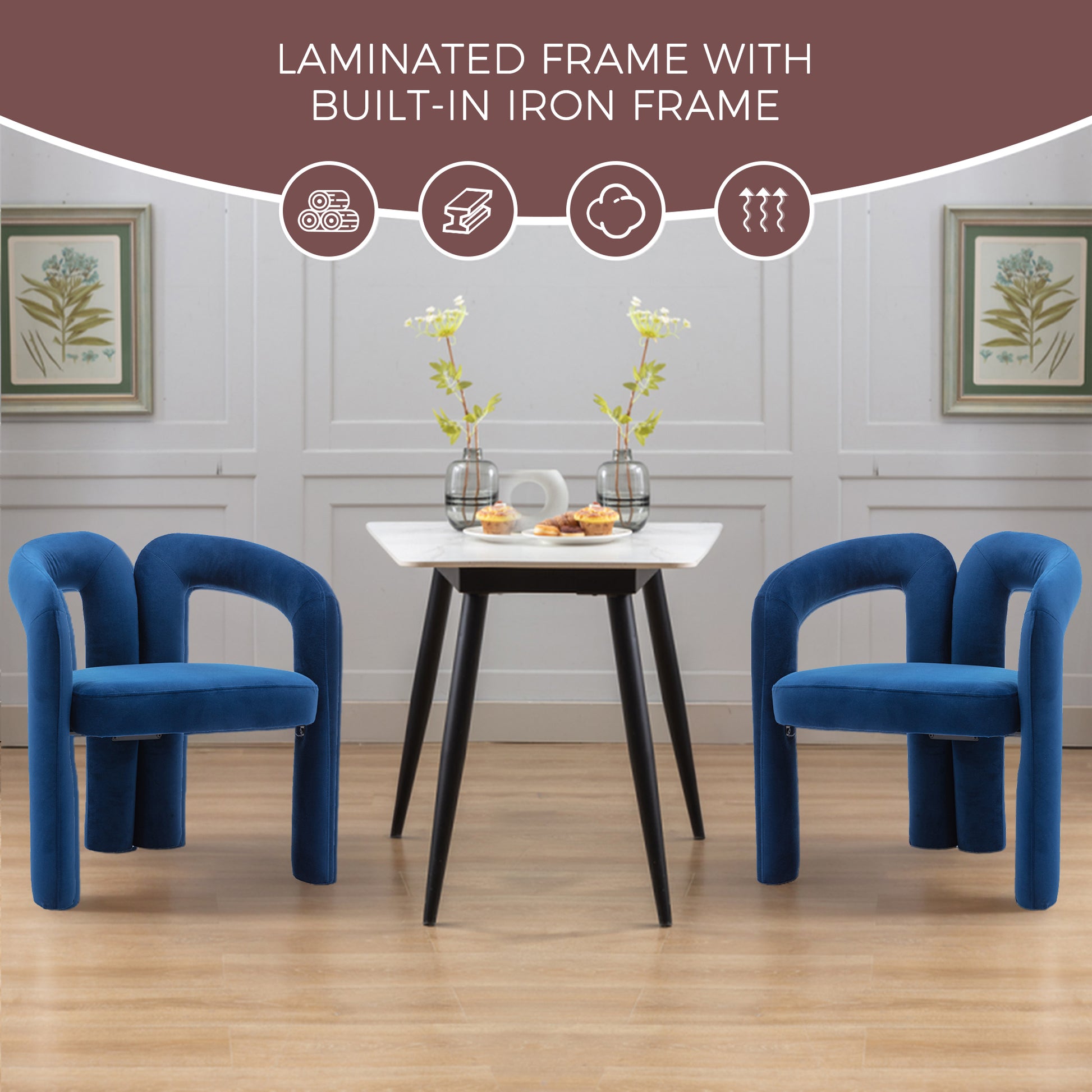 Coolmore Contemporary Designed Velvet Fabric Upholstered Accent Dining Chair Barrel Side Chairs Kitchen Armchair For Living Room Set Of 2 Navy Velvet Navy Foam Velvet