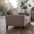 Soma Leather Chair Taupe Primary Living Space Mid Century Modern Eucalyptus Down Filling Genuine Leather