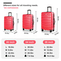 Luggage Sets Abs Pc Hardshell 3Pcs Clearance Luggage Hardside Lightweight Durable Suitcase Sets Spinner Wheels Suitcase With Tsa Lock 20 24 28 ,Red Red Abs Pc