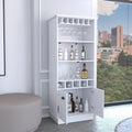 Dundee 70 Inch High 10 Glass Bar Cabinet With 5 Cubbies And 3 Open Shelves And Cabinet White Primary Living Space Modern Shelves Included Particle Board