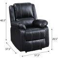 Black Power Recliner With Usb Port Black Faux Leather Power Push Button Wood Primary Living Space Pillow Back Transitional Push Button Eucalyptus Pillow Top Arms Faux Leather