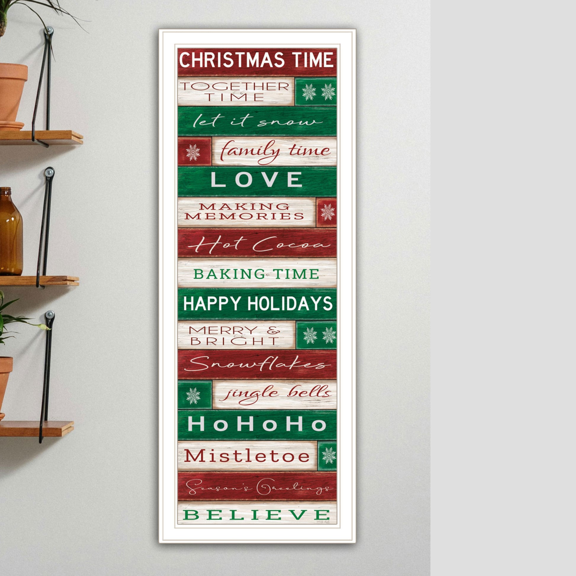 Christmas Time White Framed Wall Art For Living Room, Bedroom Wall Art Print For Home Decor By Cindy Jacobs Multicolor Wood Paper