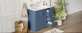 36 Inch Traditional Bathroom Vanity With Resin Sink Combo Set, Blue Bathroom Cabinet With Two Doors And Four Drawers Blue Bathroom Solid Wood Mdf Resin