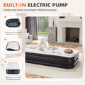 Inflatable Air Mattress With Built In Pump, Queen Size 22In Black Pvc