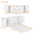 Full Size Murphy Bed With Shelves, Cabinets And Usb Ports,White White Mdf Lvl