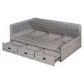 Full Size Daybed With Three Drawers And Three Storage Compartments, Gray Full Gray Mdf