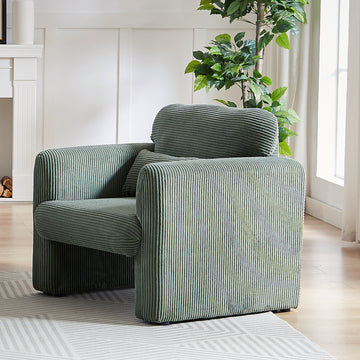 33"Corduroy Fabric Single Sofa, Modern Lounge Chairs Single Sofa With Support Pillow, For Apartment, Office, Living Room & Bedroom Army Green Foam Corduroy 1 Seat