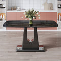A Modern, Minimalist, And Luxurious Table. A Black Imitation Marble Tabletop With Mdf U Shaped Legs. Dining Table, Computer Table. For Restaurants And Living Rooms 63