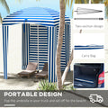 Outsunny 5.9' X 5.9' Portable Beach Umbrella, Ruffled Outdoor Cabana With Walls, Vents, Sandbags, Carry Bag, Blue & White Stripe Multicolor Polyester