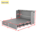 Queen Size Murphy Bed Wall Bed With Drawer And A Set Of Sockets & Usb Ports, Pulley Structure Design, Gray Queen Gray Plywood