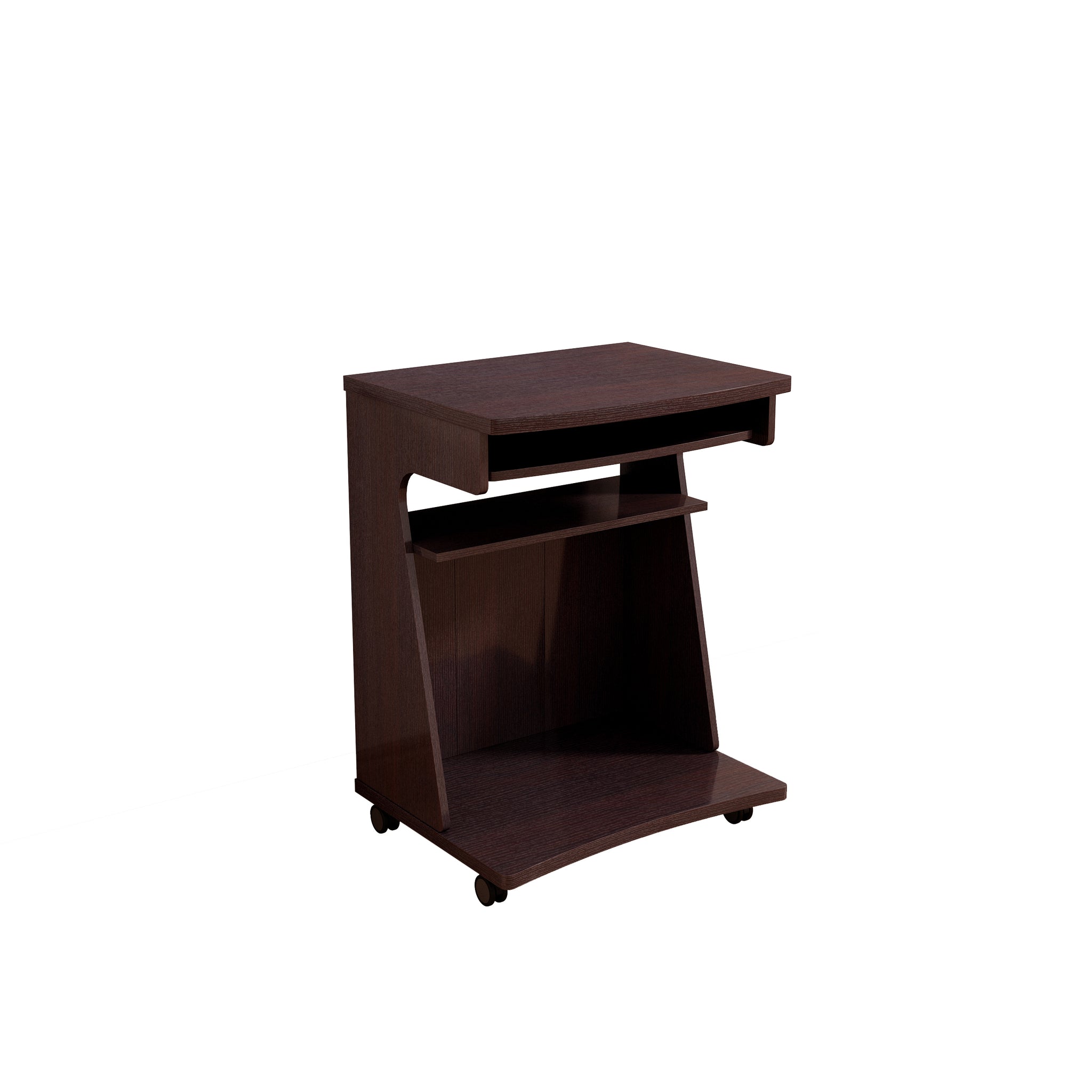 Utility Cart Microwave Cart Kitchen Cart Computer Cart One Gliding Shelf Two Shelves Rounded Corners Mobile On Rolling Castor Wheels Red Cocoa Espresso Color Espresso Particle Board Mdf
