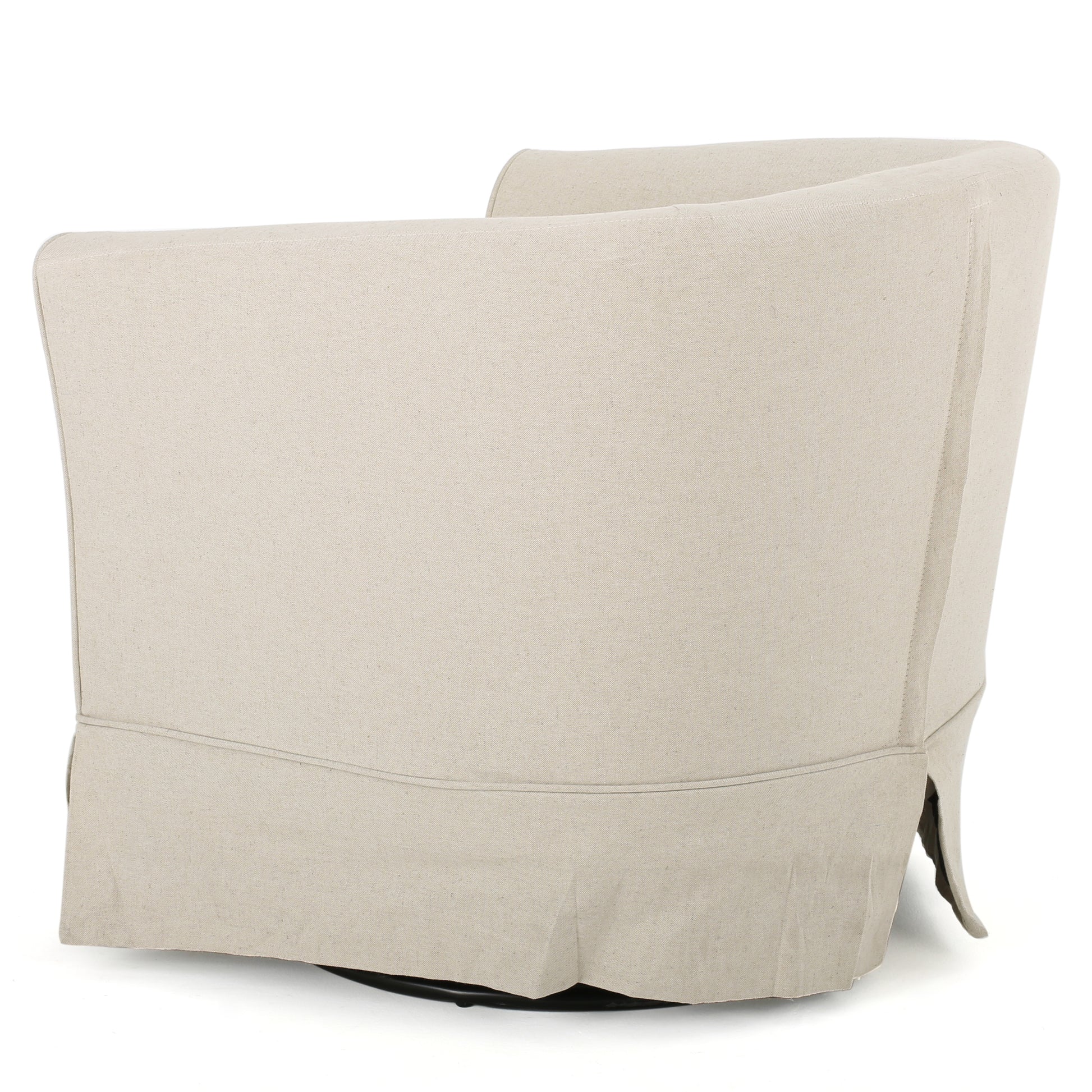 Swivel Chair With Loose Cover Natural Fabric