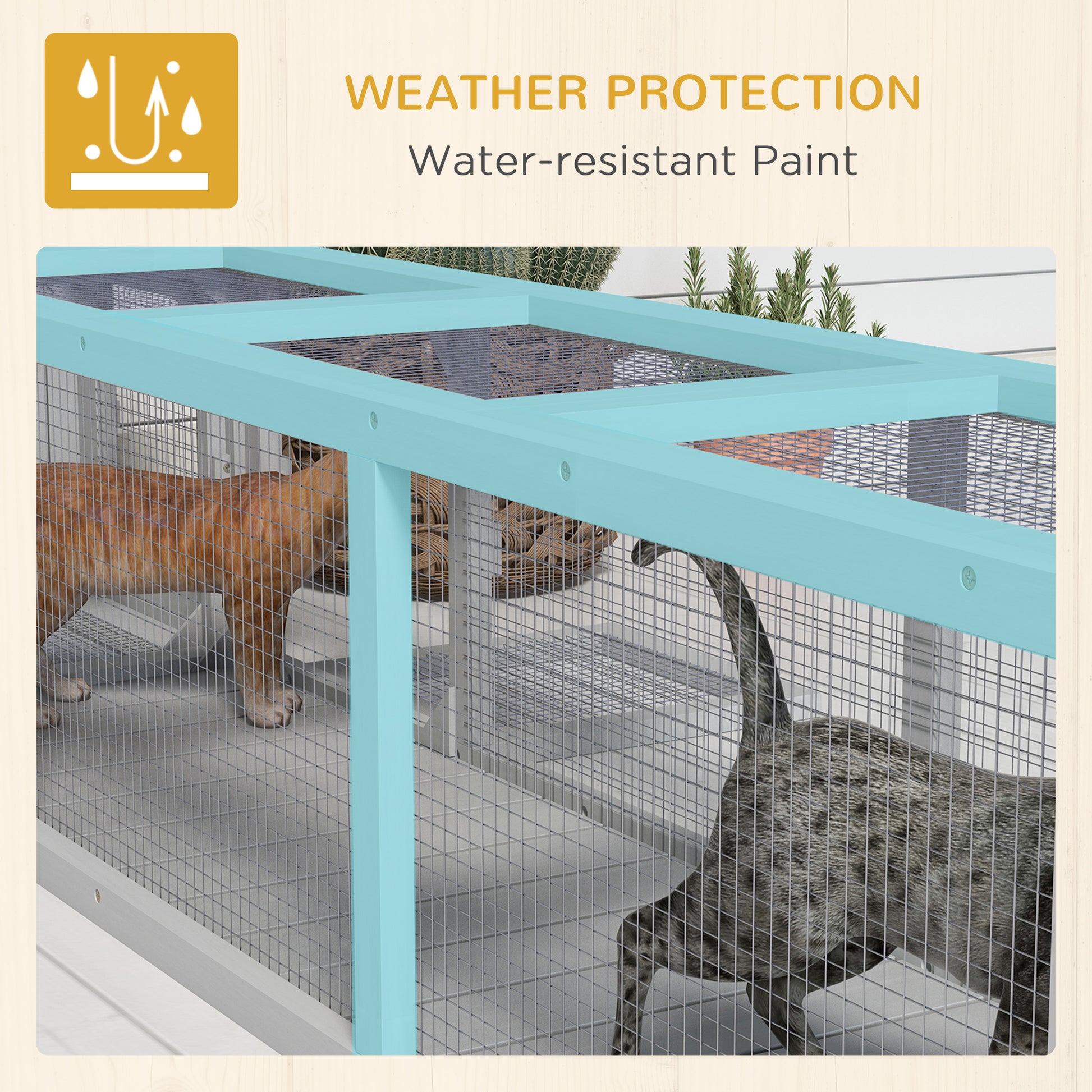 Pawhut Outdoor Cat Tunnel With Extendable Design, 59" L Wooden Cat Run With Weather Protection, Connecting Inside And Outside, For Deck Patios, Balconies, Light Gray Light Grey Wood