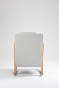 Rocking Chair Upholstered Fabric Rocking Armchair Indoor With High Backrest Glider Chairs And Lumbar Pillow For Living Room Beige Linen