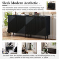 Mirod Modern Minimalist Side Cabinet With Adjustable Shelves ,Stylish Geometric Door Design,Ample Storage Space For Any Home Decor Black Mdf