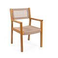 Braided Dining Chair Light Brown Light Brown,Teak Acacia Wood,Rope