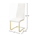 Set Of 4Upholstered Dining Chairs, White And Gold Solid White Rectangular Dining Chairs Set Of 4 Or More Faux Leather,Metal