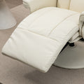 Homcom Manual Recliner, Swivel Lounge Armchair With Side Pocket, Footrest And Cup Holder For Living Room, Cream White Cream White Pu Leather