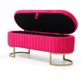 Storage Bench Bedroom Bench, Velvet Oval Upholstered End Of Bed Bench With Golden Metal Legs,50