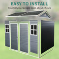 8X6Ft Outdoor Resin Garden Shed With Floor And 2 Windows, Plastic Patio Outdoor Storage Shed With Lockable Door For Garden Tools, Bicycles, Trash Cans, Dark Grey Dark Gray Garden & Outdoor Plastic