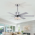 52'' Modern Ceiling Fans With Remote,Wood Ceiling Fan With Lights,Led Ceiling Fan Light With 6 Blade,3 Speed Ac Motor Indoor Ceiling Fan For Patio,Living Room,Bedroom Chrome Chrome American Design,American Traditional,Antique,Contemporary,Farmhouse