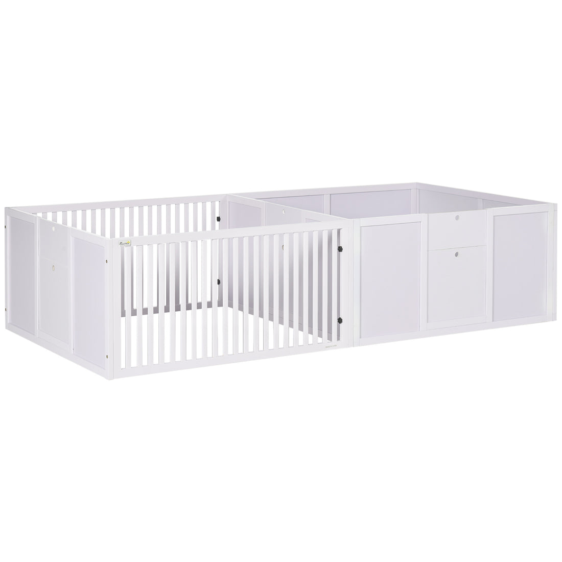 Pawhut Whelping Box For Dogs Built For Mother'S Comfort, Dog Whelping Pen With Removable Doors, Puppy Playpen For Indoors, Newborn Puppy Supplies & Essentials, 81" X 39" X 20", White White Wood