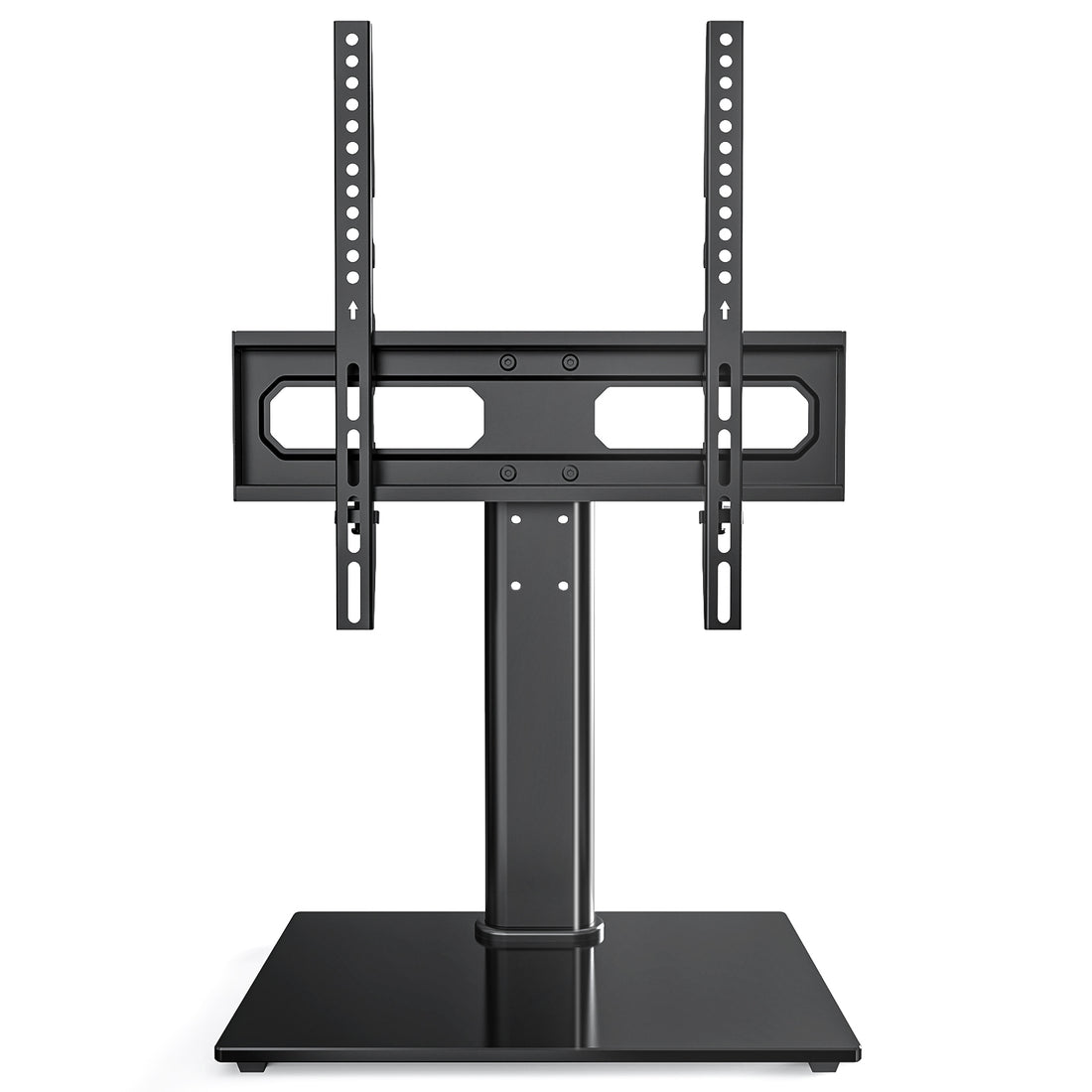 Universal Rotating Tv Stand, 3 Height Adjustable Desktop Tv Stand Mount Base For 26 55 Inch Tvs That Can Hold Up To 99 Pounds Black Steel