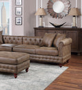 Dark Coffee 4Pc Sectional Set 3X Reversible Loveseat Chaise And 1X Ottoman Tufted Couch Pillows Dark Coffee Faux Leather Wood Primary Living Space Tight Back Contemporary,Luxury,Traditional Modular