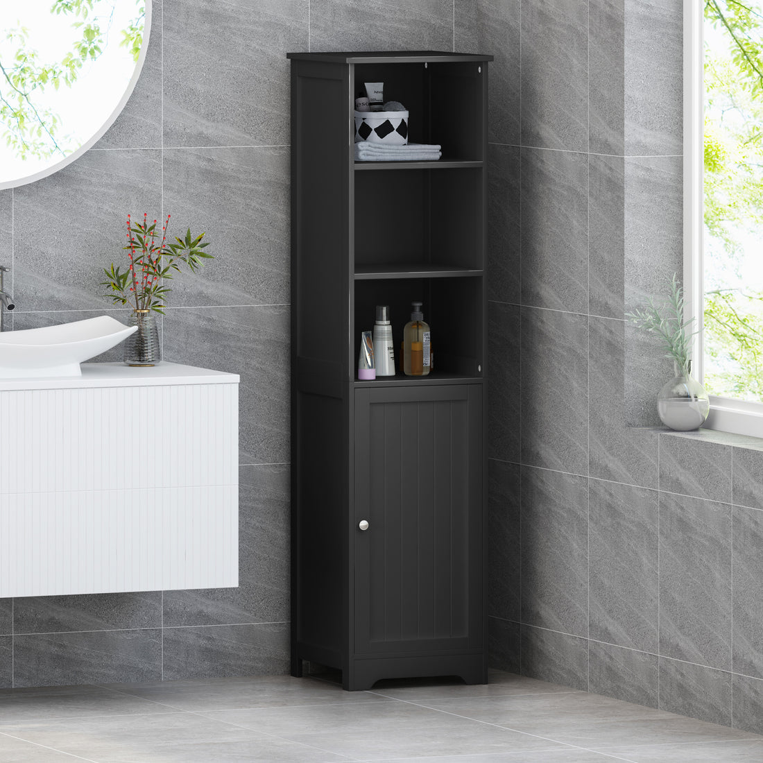 Bathroom Cabinet Black Mdf