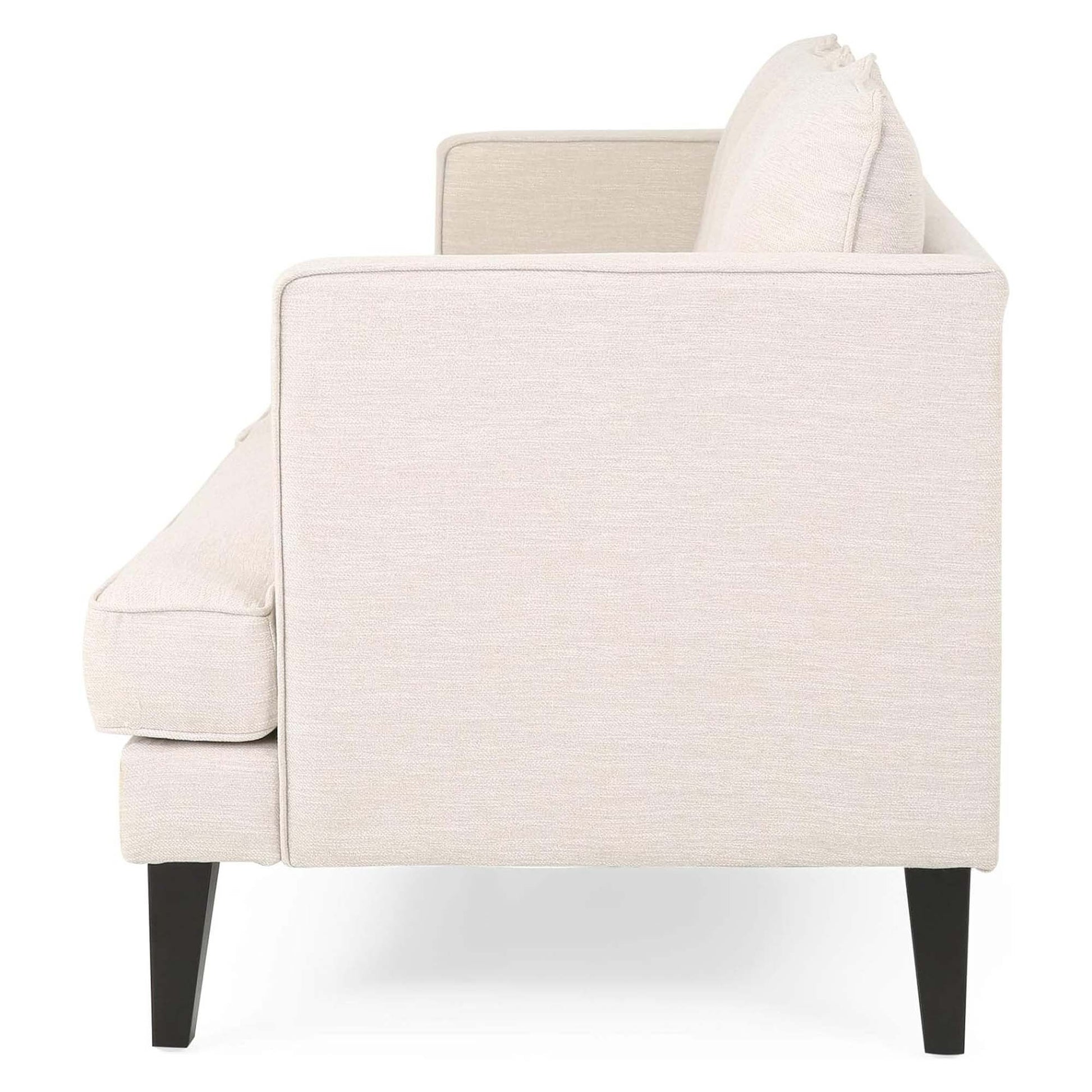 Mirod Comfy 3 Seat Sofa With Tufted Back And Arm, Modern For Living Room Beige Fabric 3 Seat