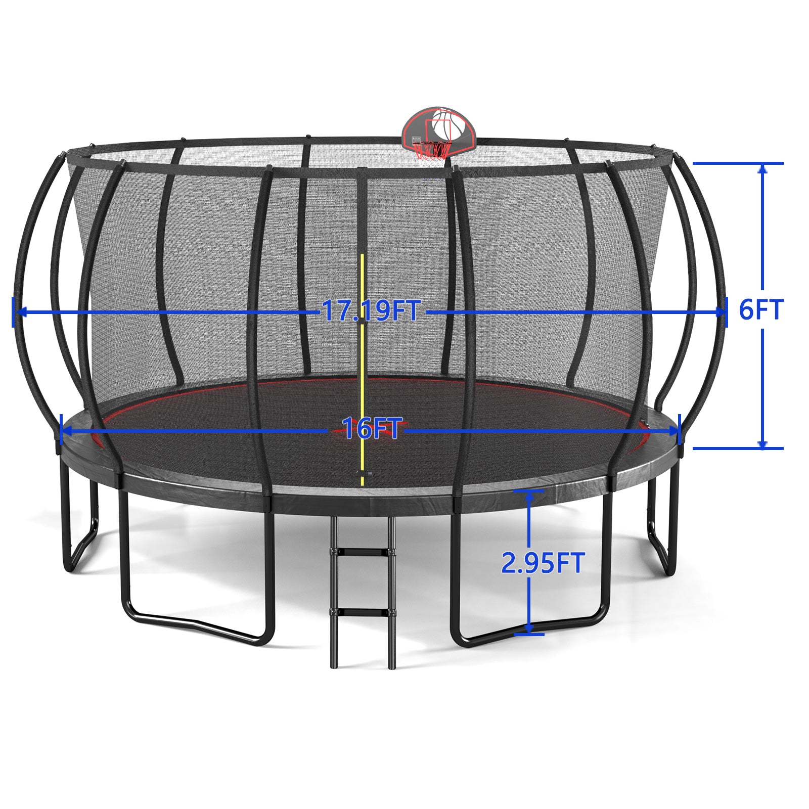 Yc 16Ft Trampoline Pumpkin Black Red Black Red Garden & Outdoor Steel